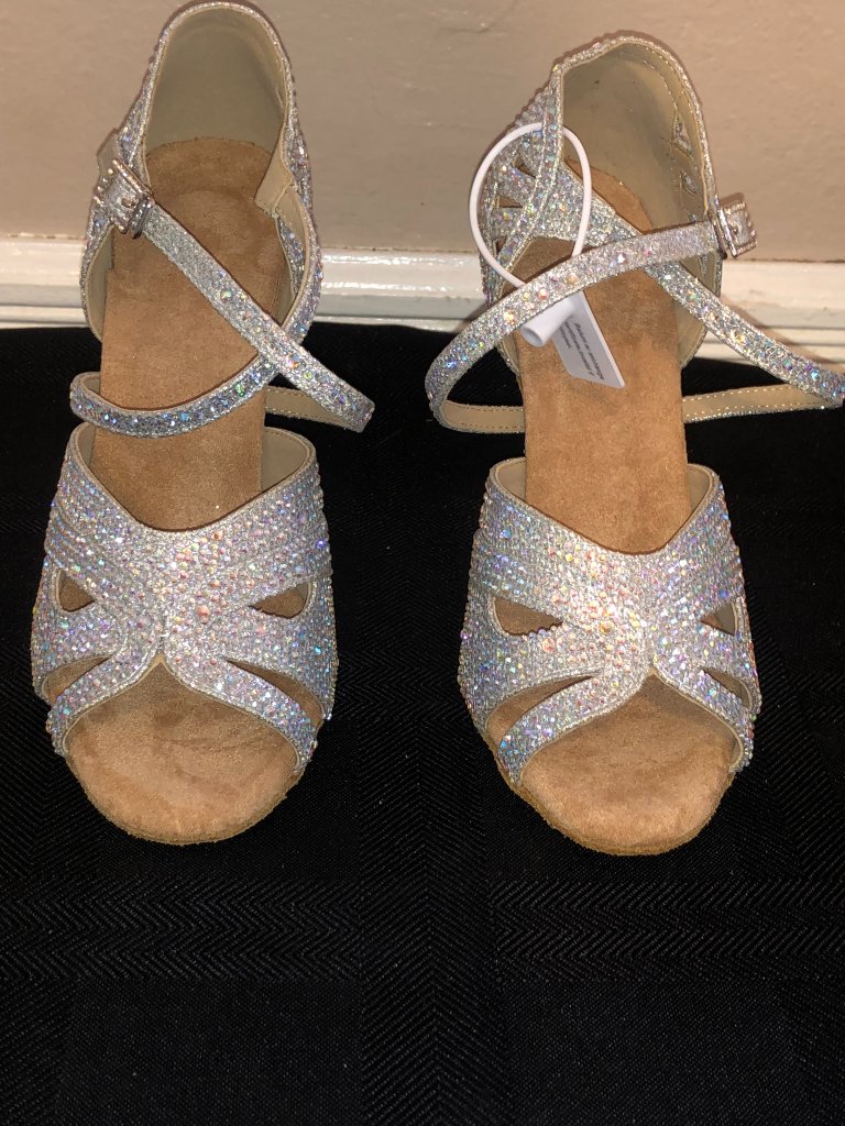Danceandsway Silver Rhinestone Strappy Salsa Ballroom Dance Heels 6 — image 7 of 8